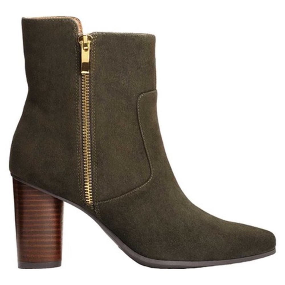 Aerosoles heelrest block heel olive ankle boots 7.5